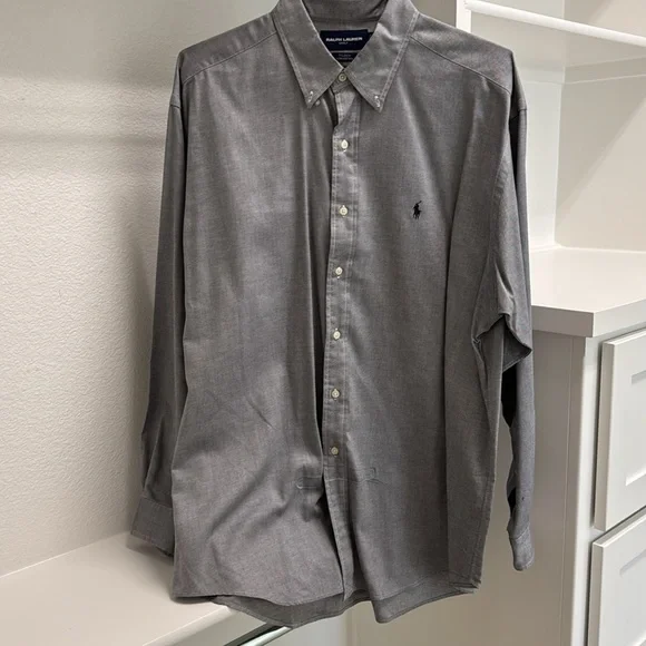 Ralph Lauren Golf Tilden 100% Cotton Men’s XL Long Sleeve Button Down Gray Shirt - Picture 11 of 11
